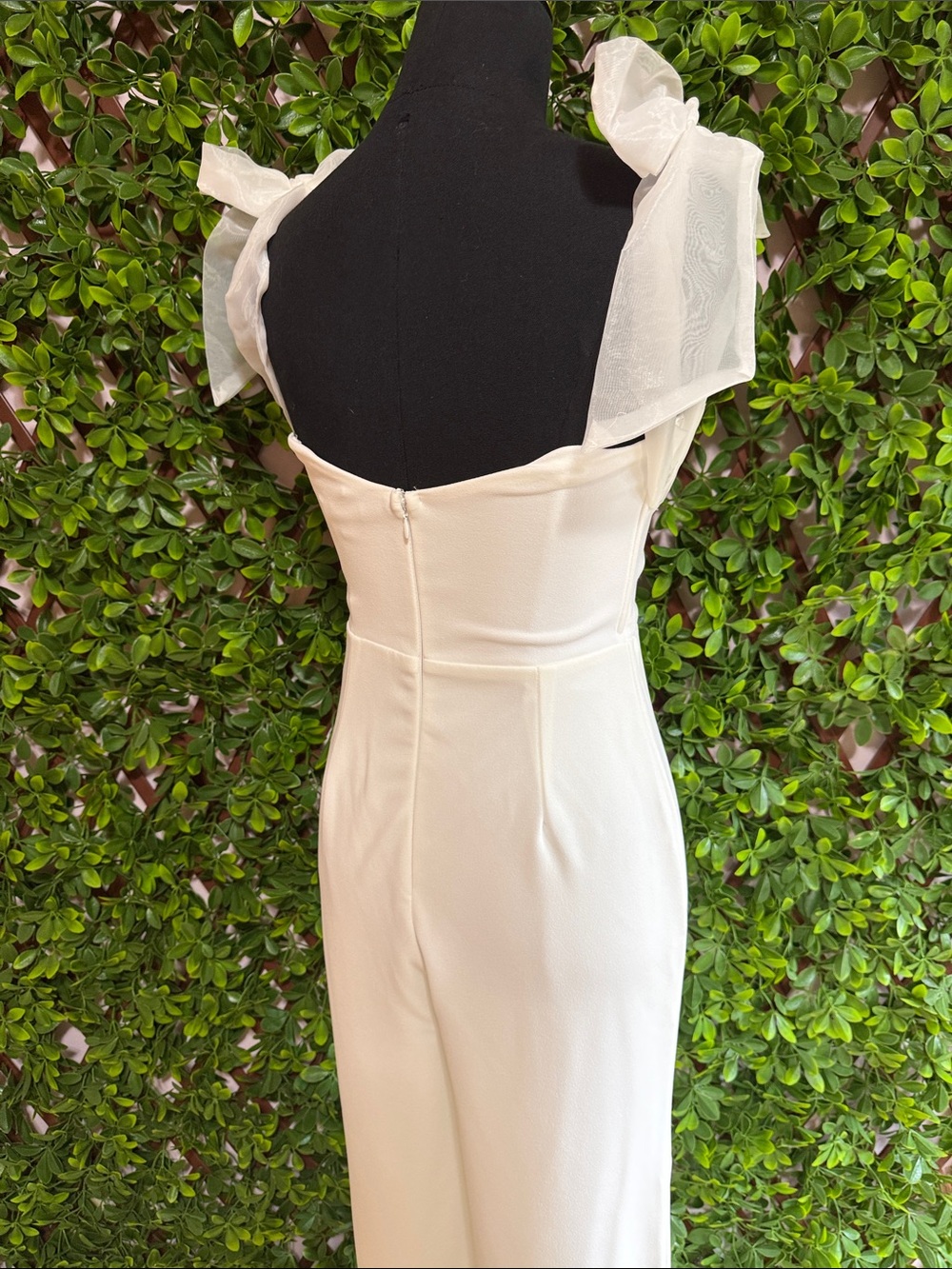 NWT-Pristine Aura White Tie-Strap Off-the-Shoulder Jumpsuit - Picture 14 of 16